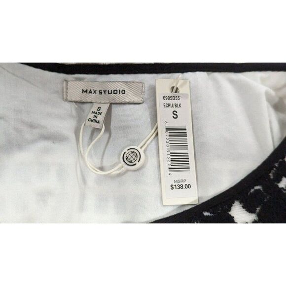 Max Studio Womens S Black White Sundress Floral Lace Round Neck Sleeveless - Picture 7 of 9